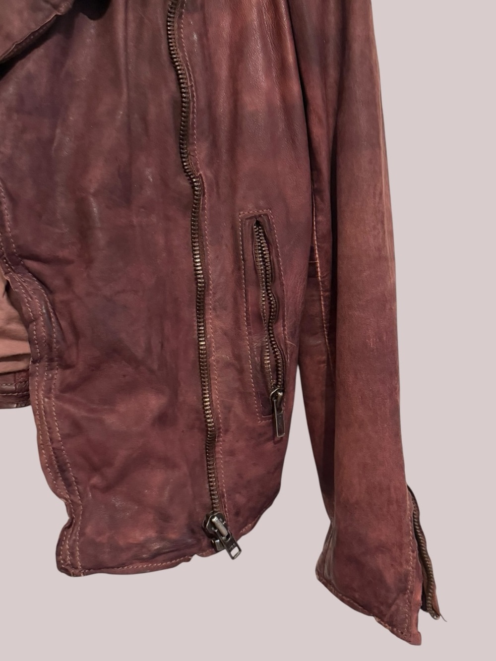 Gorgeous MUUBAA lamb leather Distressed moto jacket in the rare Chestnut - Picture 9 of 16